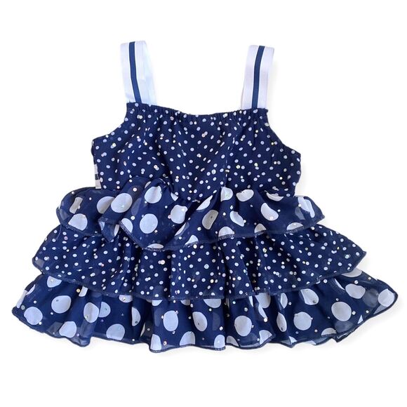 LITTLE LASS 12 Months Baby Girl Summer Dress Ruffle Shirt Birthday Party July 4 - Picture 2 of 6